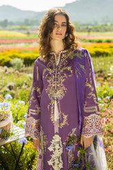 MUSHQ - 3PC DHANAK EMBROIDERED SHIRT WITH TWILL PRINTED SHAWL AND TROUSER - HZG2341